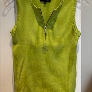 David Meister Lime Green Ribbed Tank Top